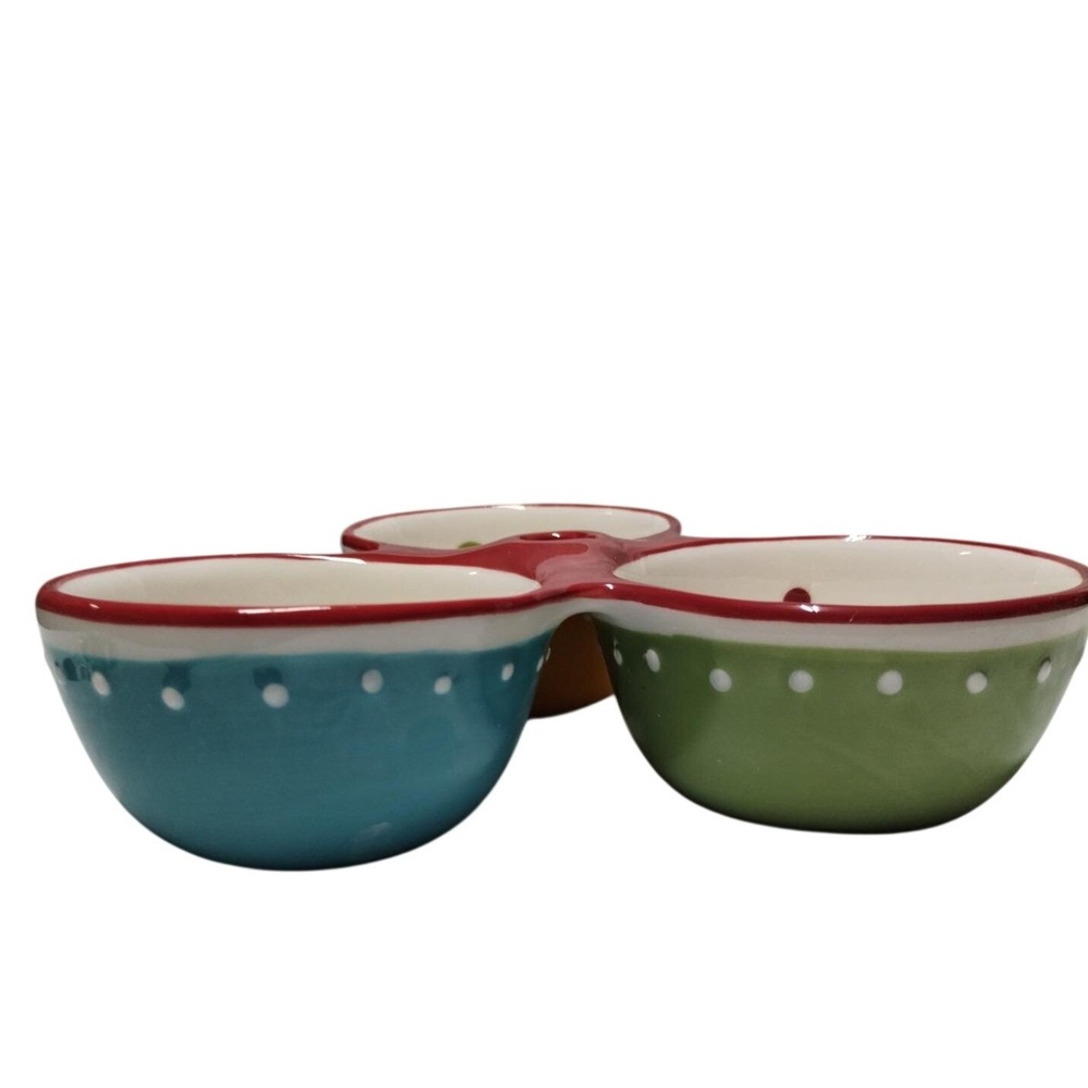 Home & Garden Party Stoneware 3 Section Condiment Server with Fish Spreader - Picture 7 of 12